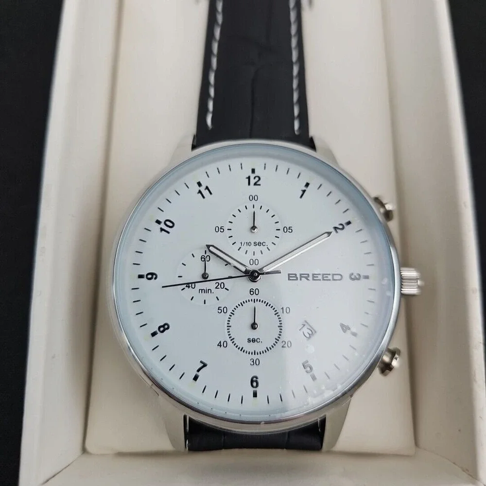 Breed Holden Men's Full Functio Chronograph White Face New *Needs New Battery*‎